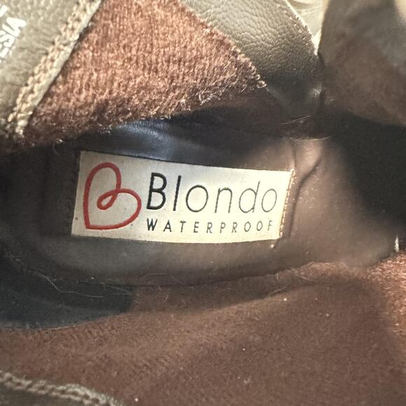 Blondo Boots Womens 8 Brown Waterproof Leather Ankle Side Zip Nivada Block Heel - Picture 8 of 10
